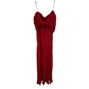 Betsy & Adam Red Cowl Neck Gown 14W Formal Dress by Linda Bernell Made in USA